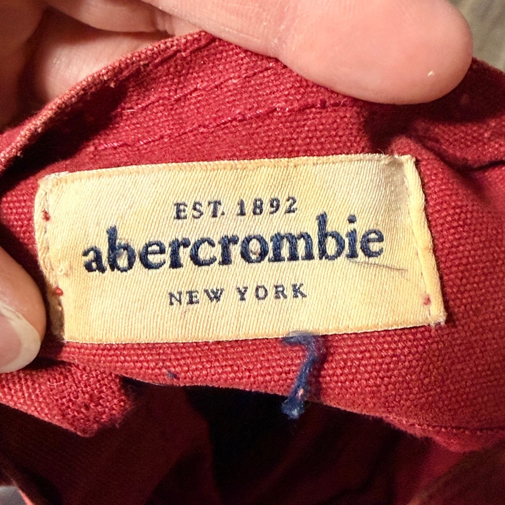 Abercrombie & Fitch Red Canvas Tote Bag Vintage Logo Distressed Shopper Bag - Picture 3 of 3